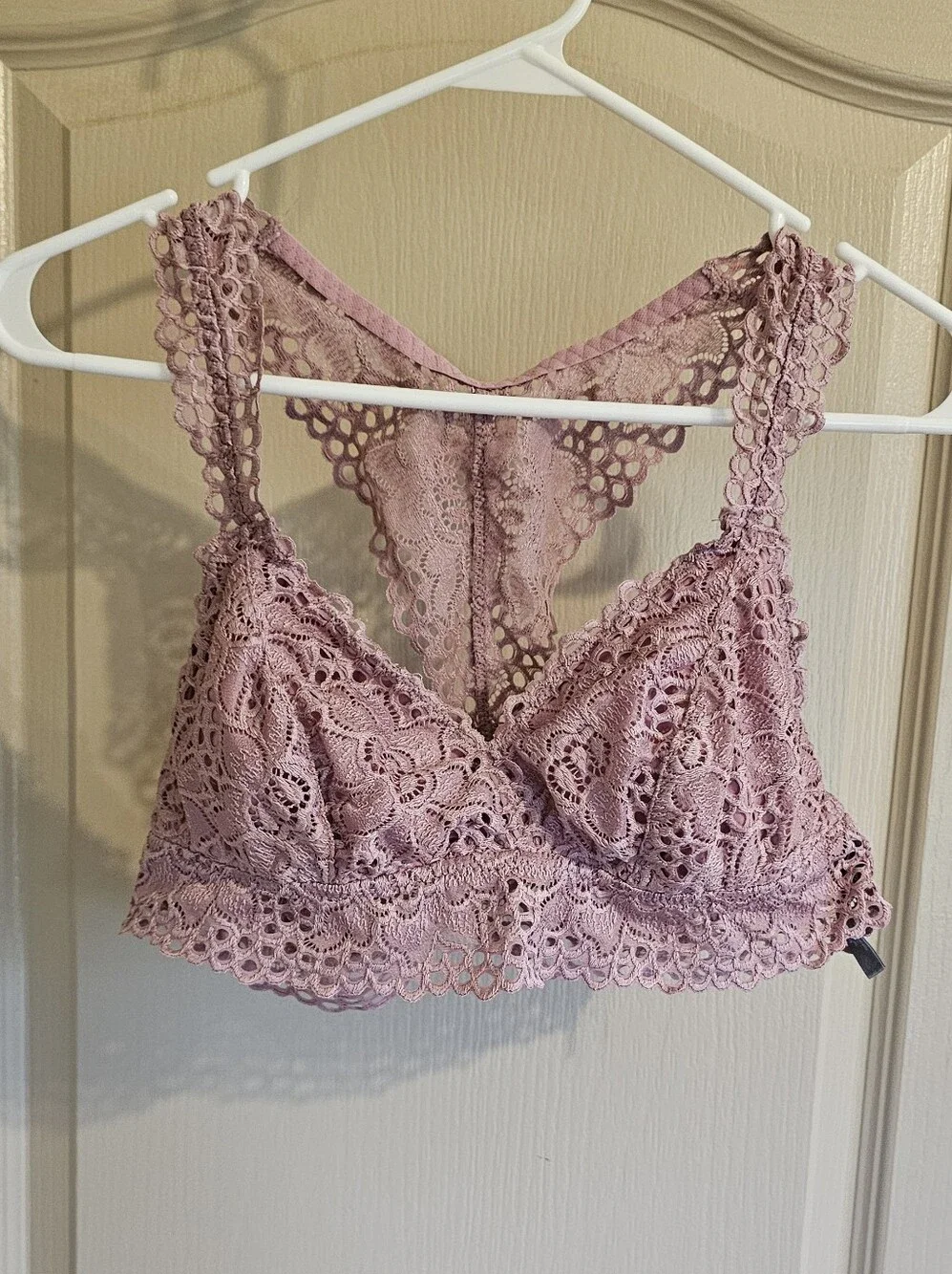 Aerie Pink Lace Racerback Pullover Wireless Bralette Bra Size XL